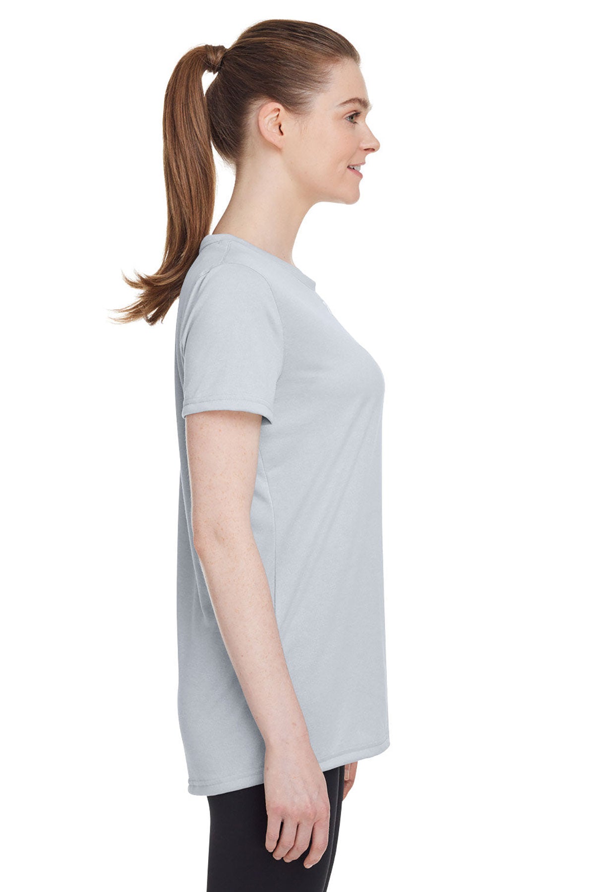 Under Armour Ladies Tech Custom T-Shirts, Mid Grey Light, White