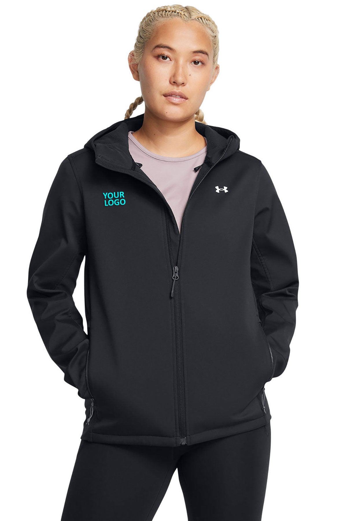 Under Armour Ladies ColdGear Infrared Shield 2.0 Custom Hooded Jackets, Black/ White
