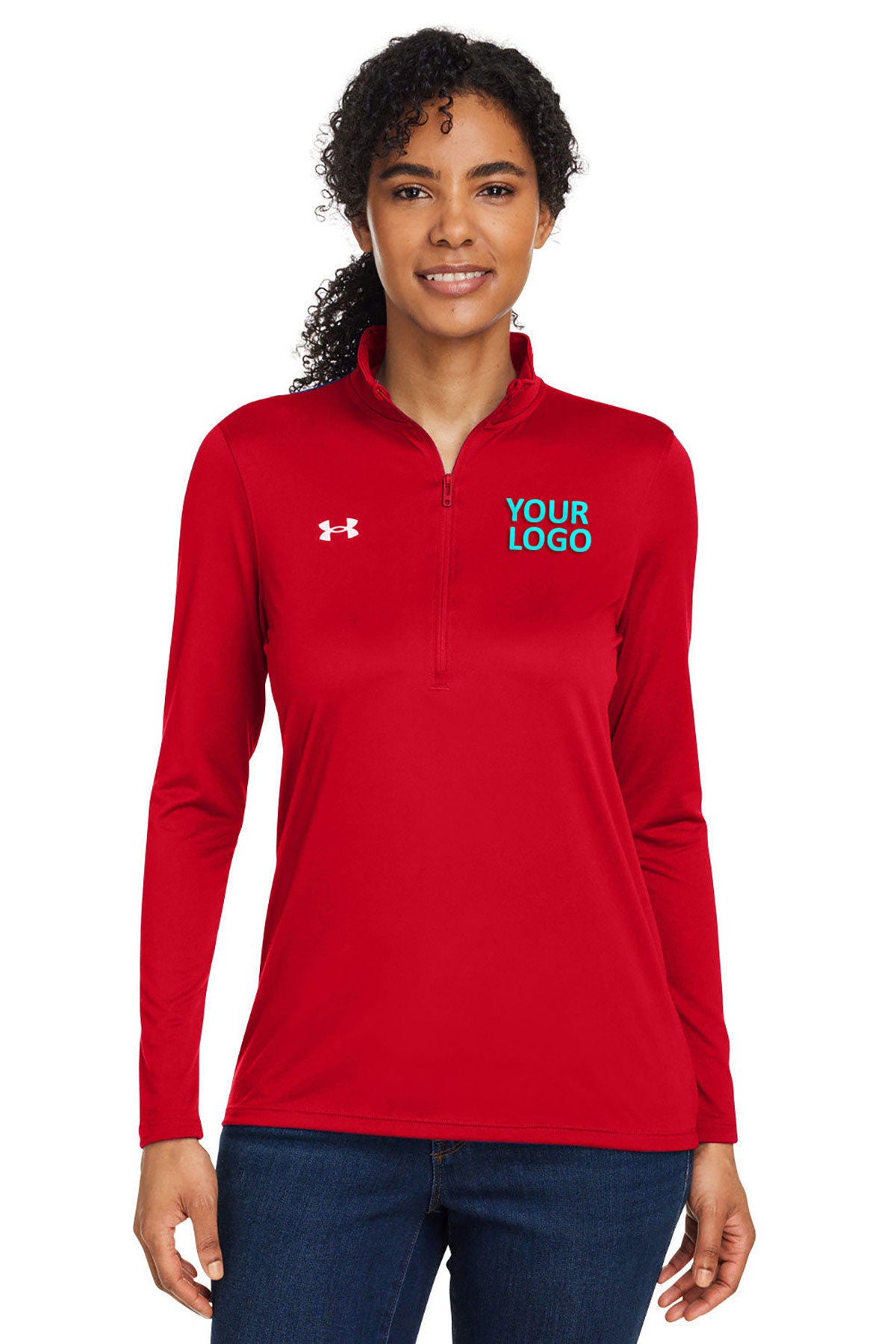 Under Armour Ladies Tech Custom Half-Zips, Red