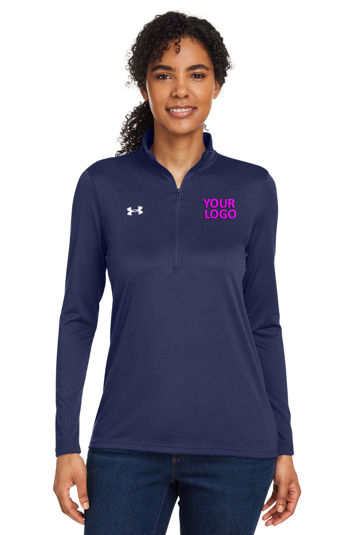 Under Armour Ladies Tech Custom Half-Zips, Navy
