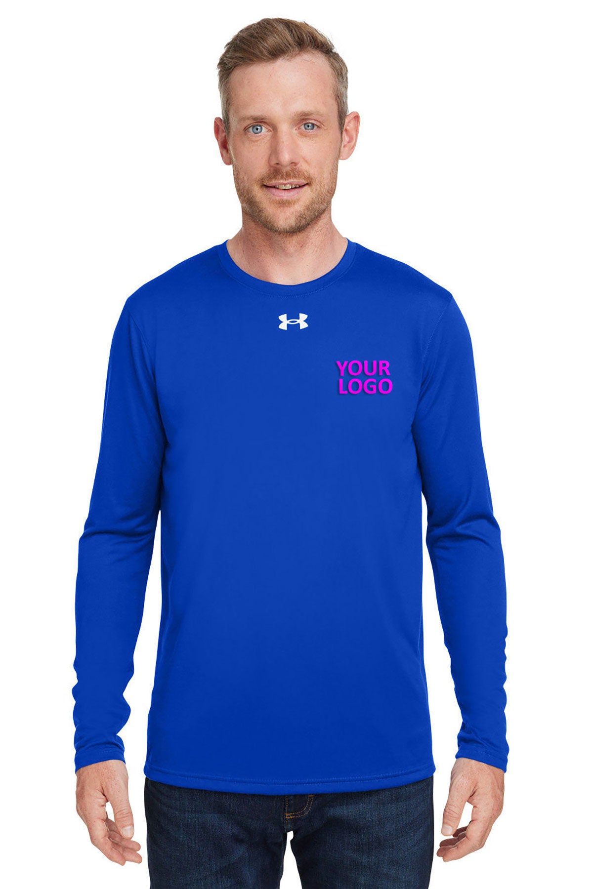 Under Armour Men's Tech Long-Sleeve Custom T-Shirts, Royal