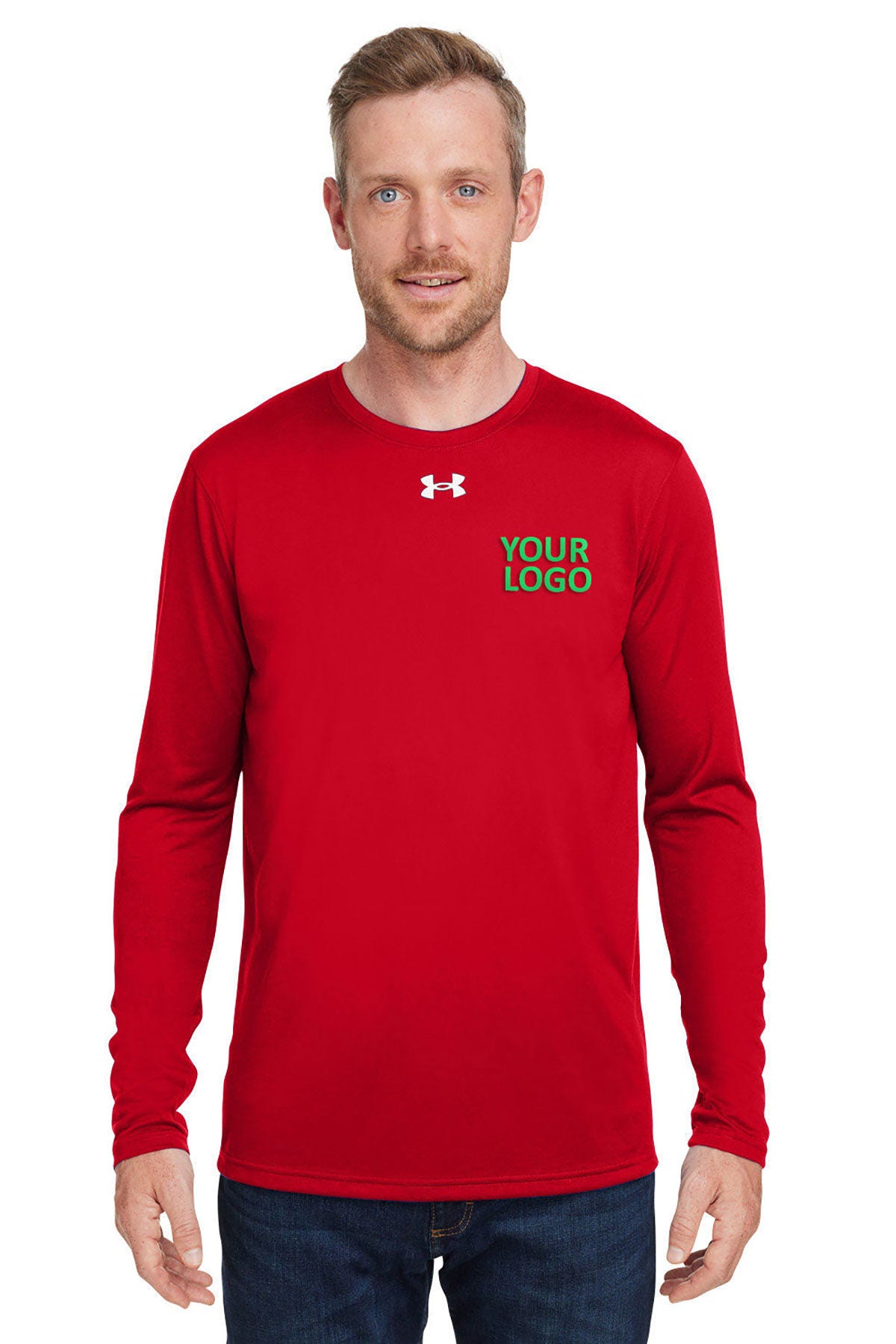 Under Armour Men's Tech Long-Sleeve Custom T-Shirts, Red