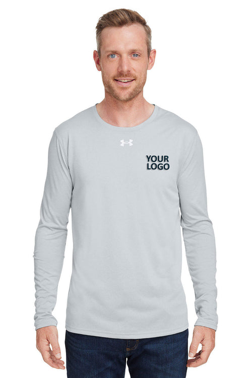 Under Armour Ladies Tech Long-Sleeve Customized T-Shirts, Medium Grey