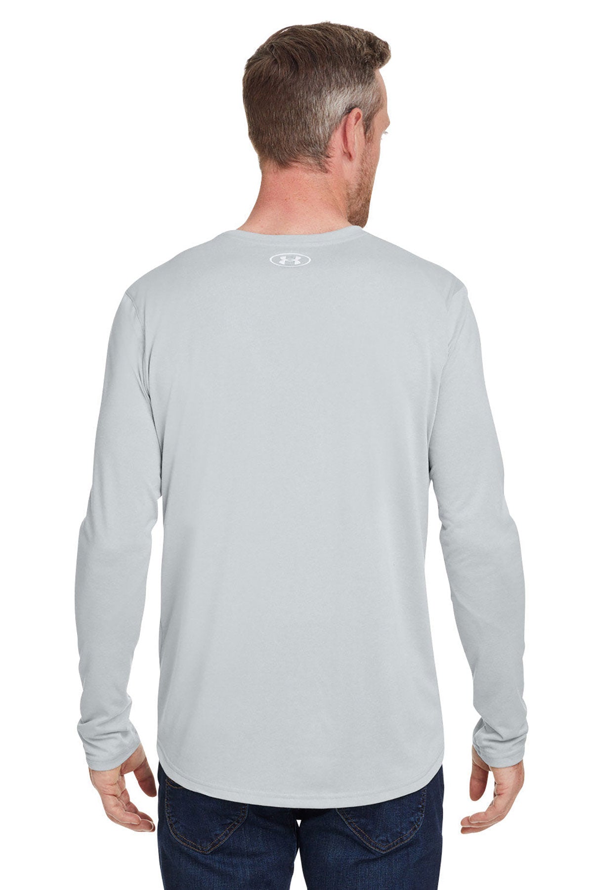 Under Armour Men's Tech Long-Sleeve Branded T-Shirts, Medium Grey