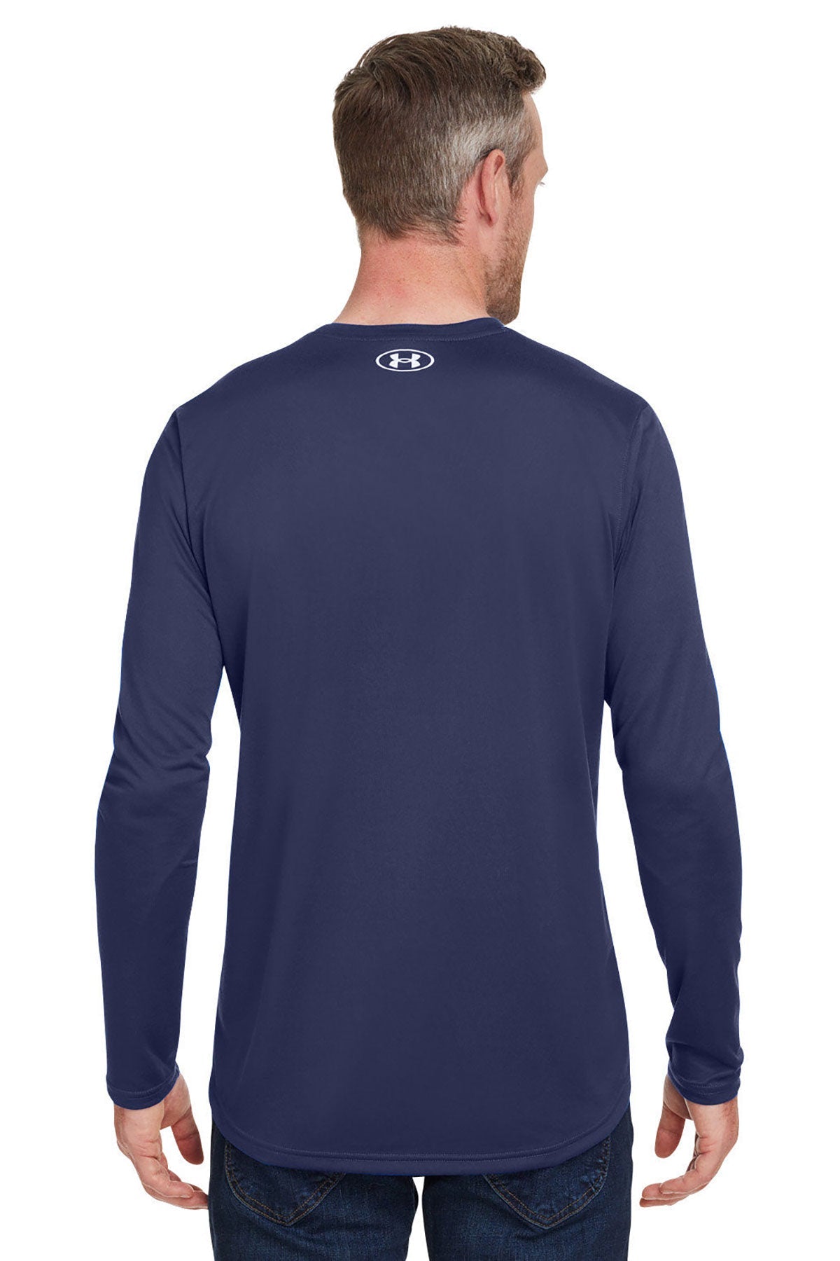Custom Under Armour Men's Team Tech Long-Sleeve T-Shirt 1376843 Navy
