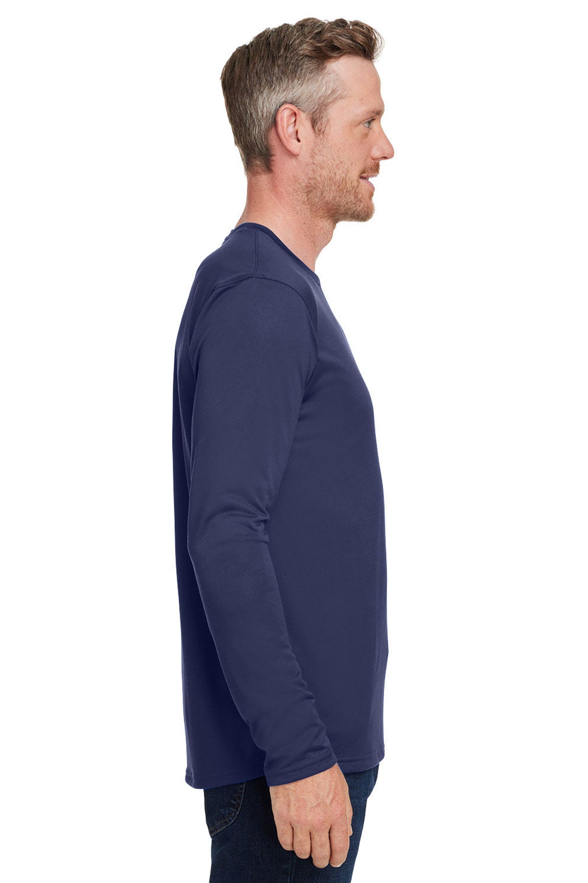 Under Armour Men's Tech Long-Sleeve Customized T-Shirts, Navy