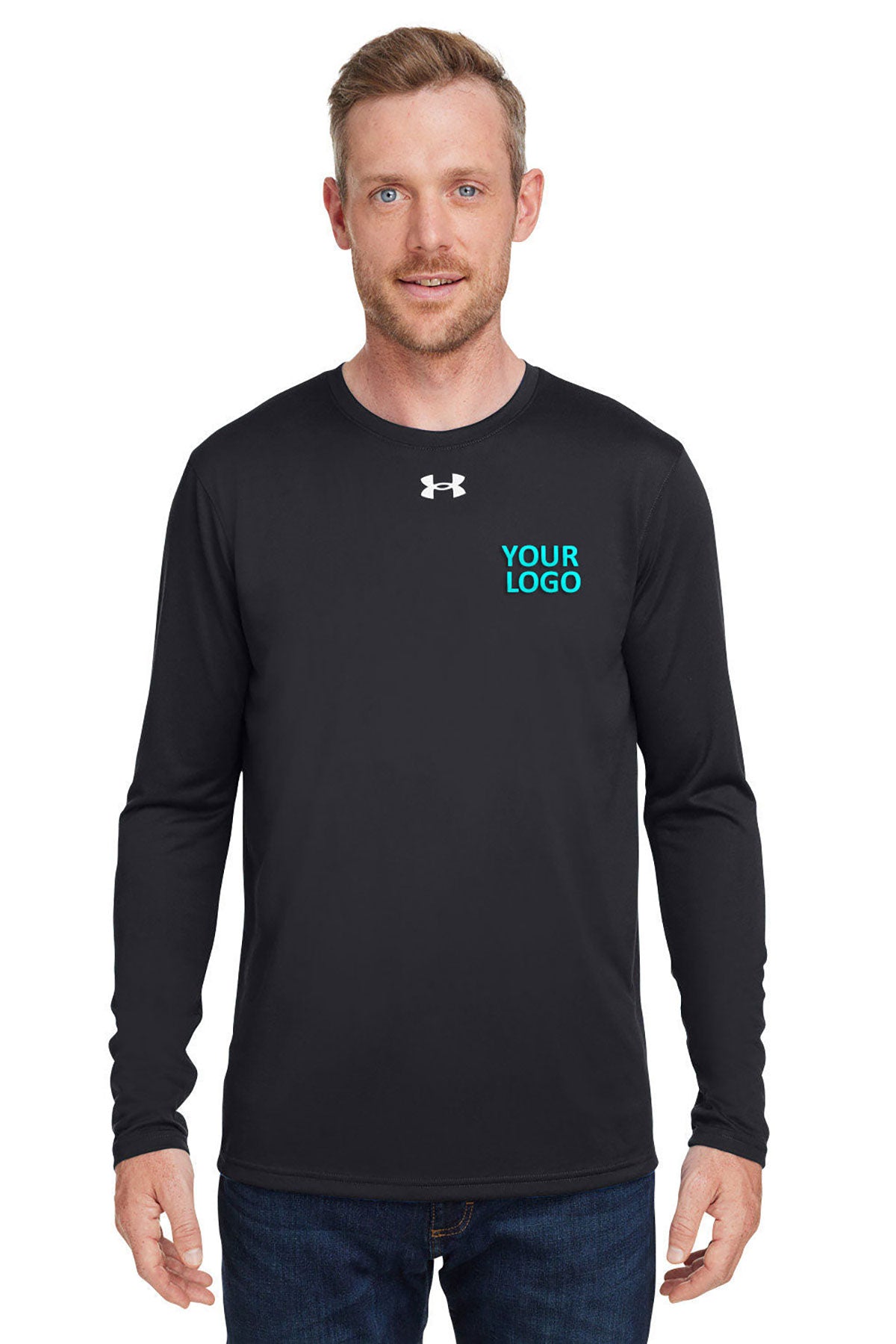 Under Armour Men's Tech Long-Sleeve Branded T-Shirts, Black