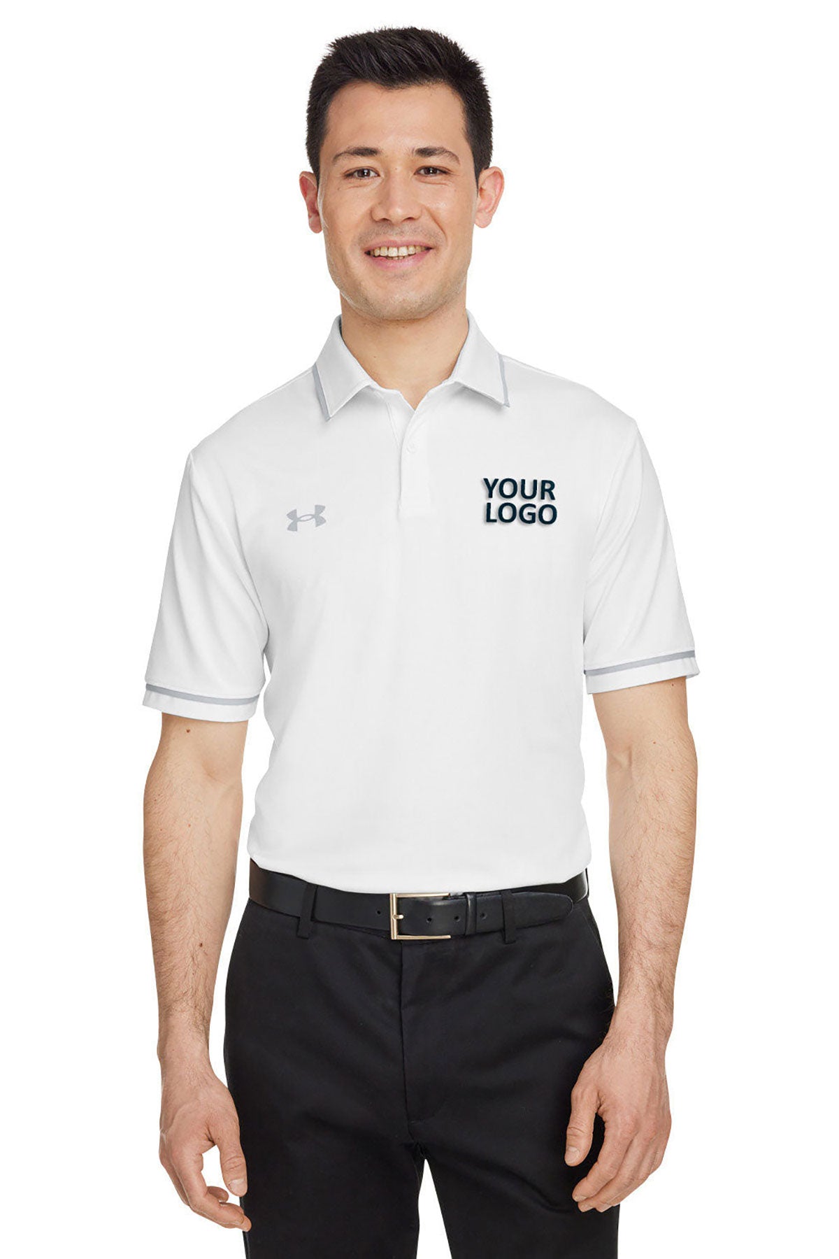 Under Armour Men's Tipped Teams Performance Custom Polos, White
