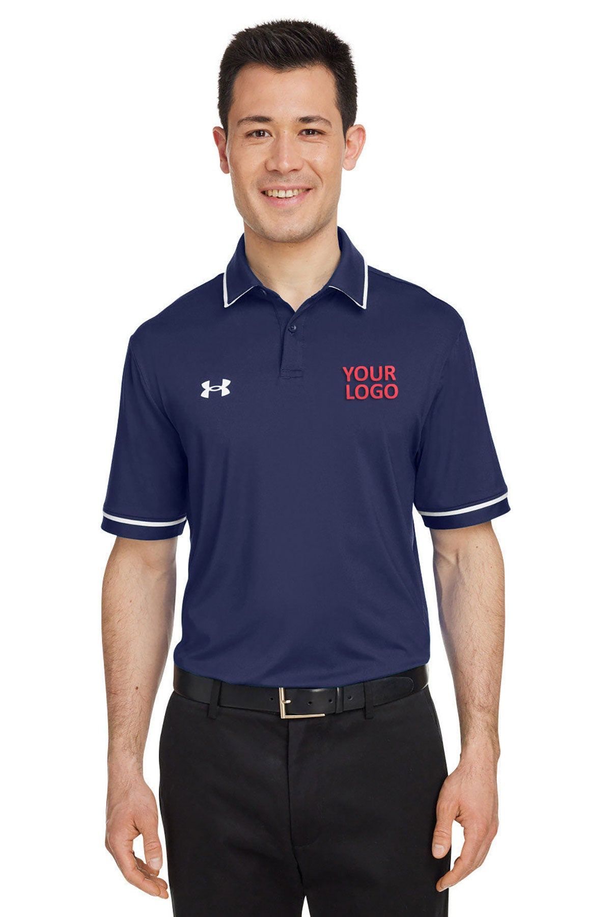 Under Armour Men's Tipped Teams Performance Customized Polos, Navy