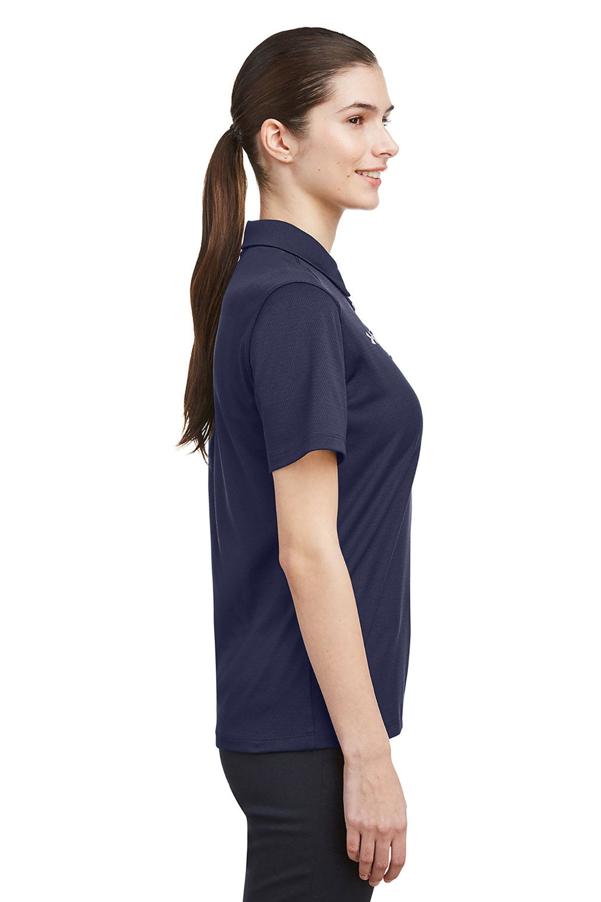 Under Armour Ladies Tech Branded Polos, Medium Navy