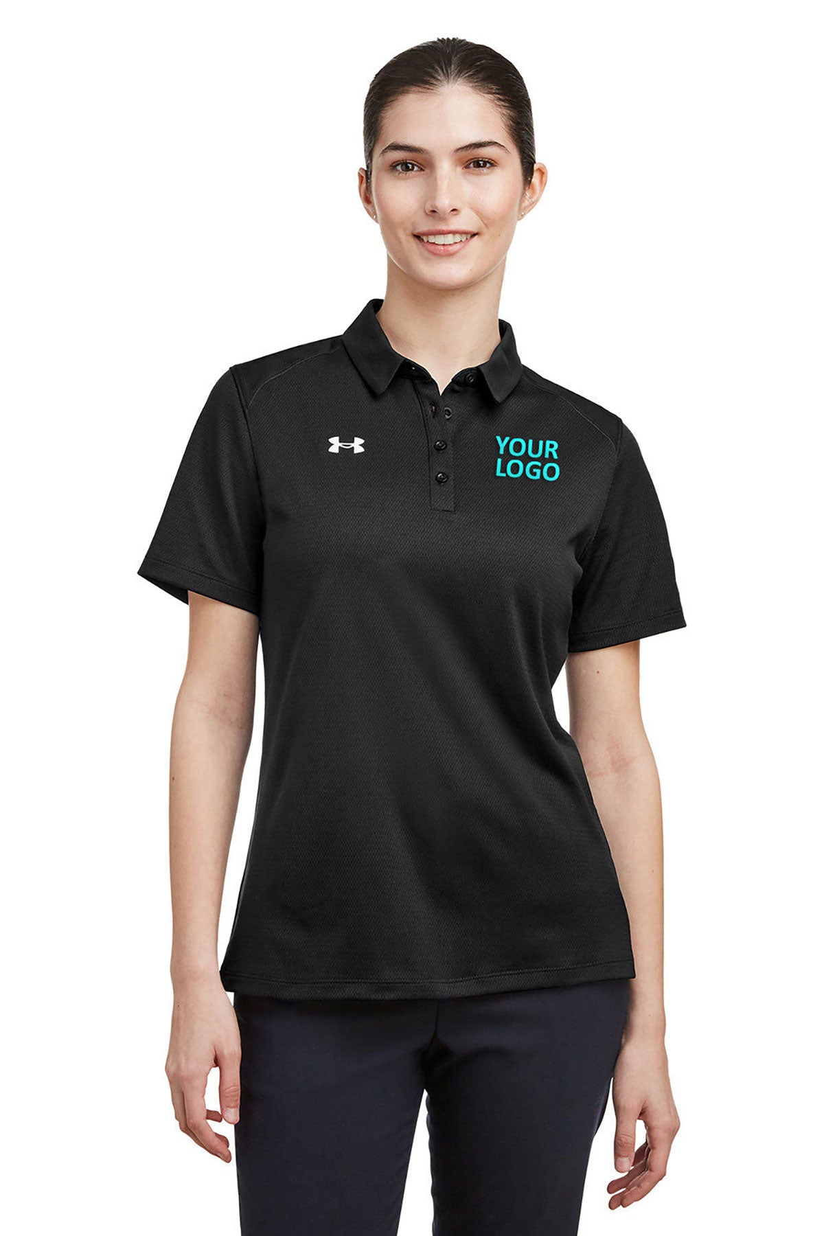 Under Armour Ladies Tech Custom Polos, Black