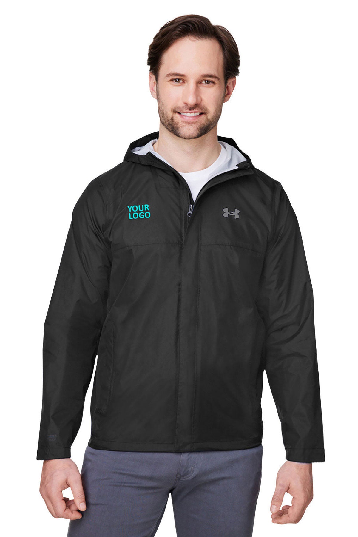 Under Armour Mens Stormproof Cloudstrike 2.0 Custom Jackets, Black/ Grey [NARENCO]