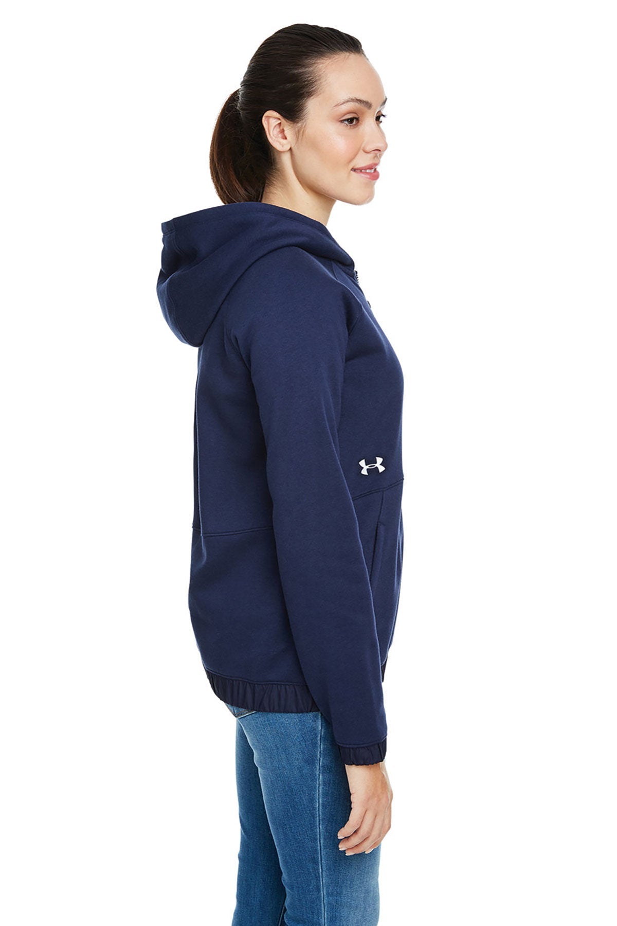 Under Armour Ladies Hustle Customized Full-Zip Hoodies, Navy