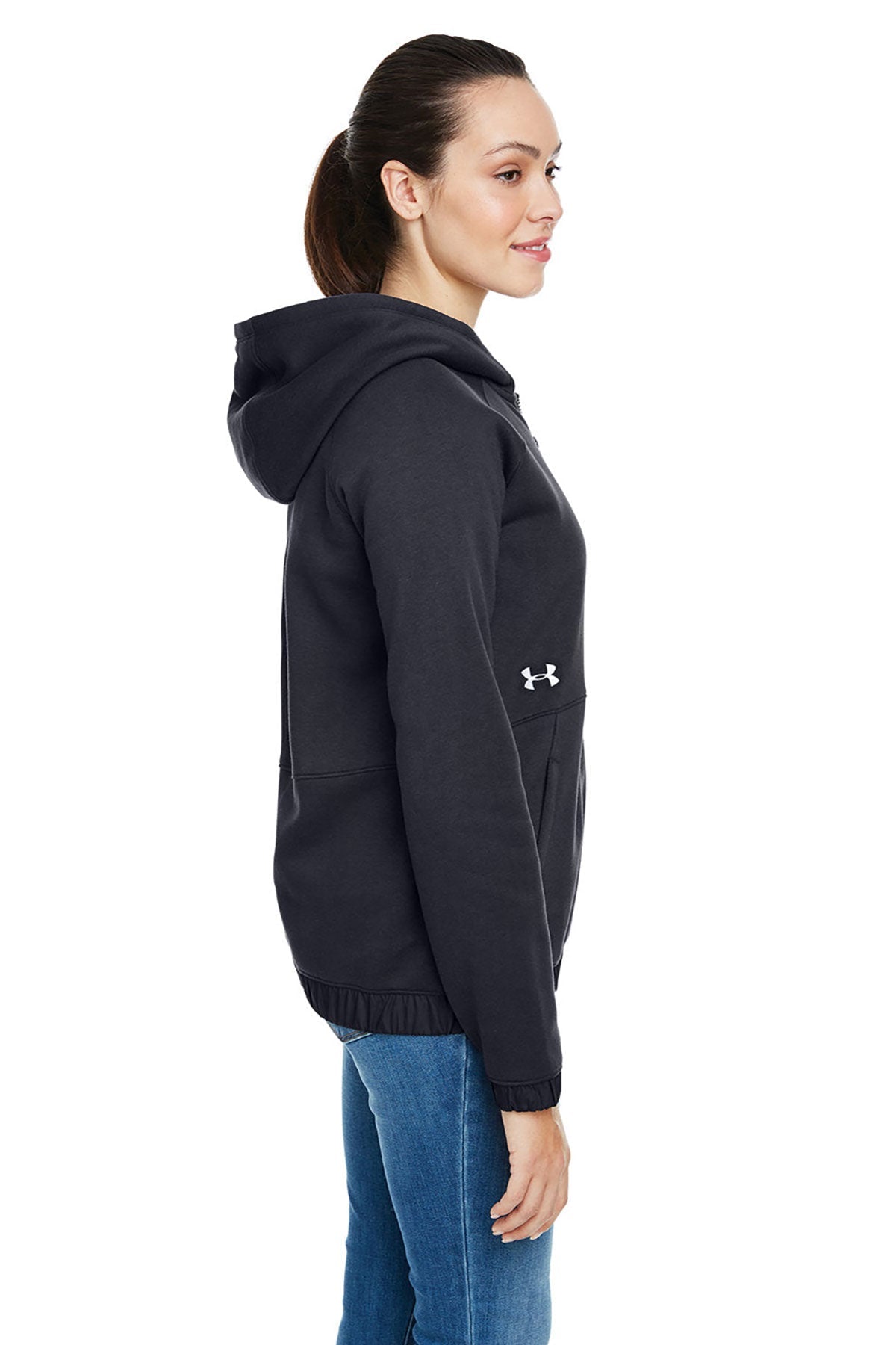 Under Armour Ladies Hustle Custom Full-Zip Hoodies, Black