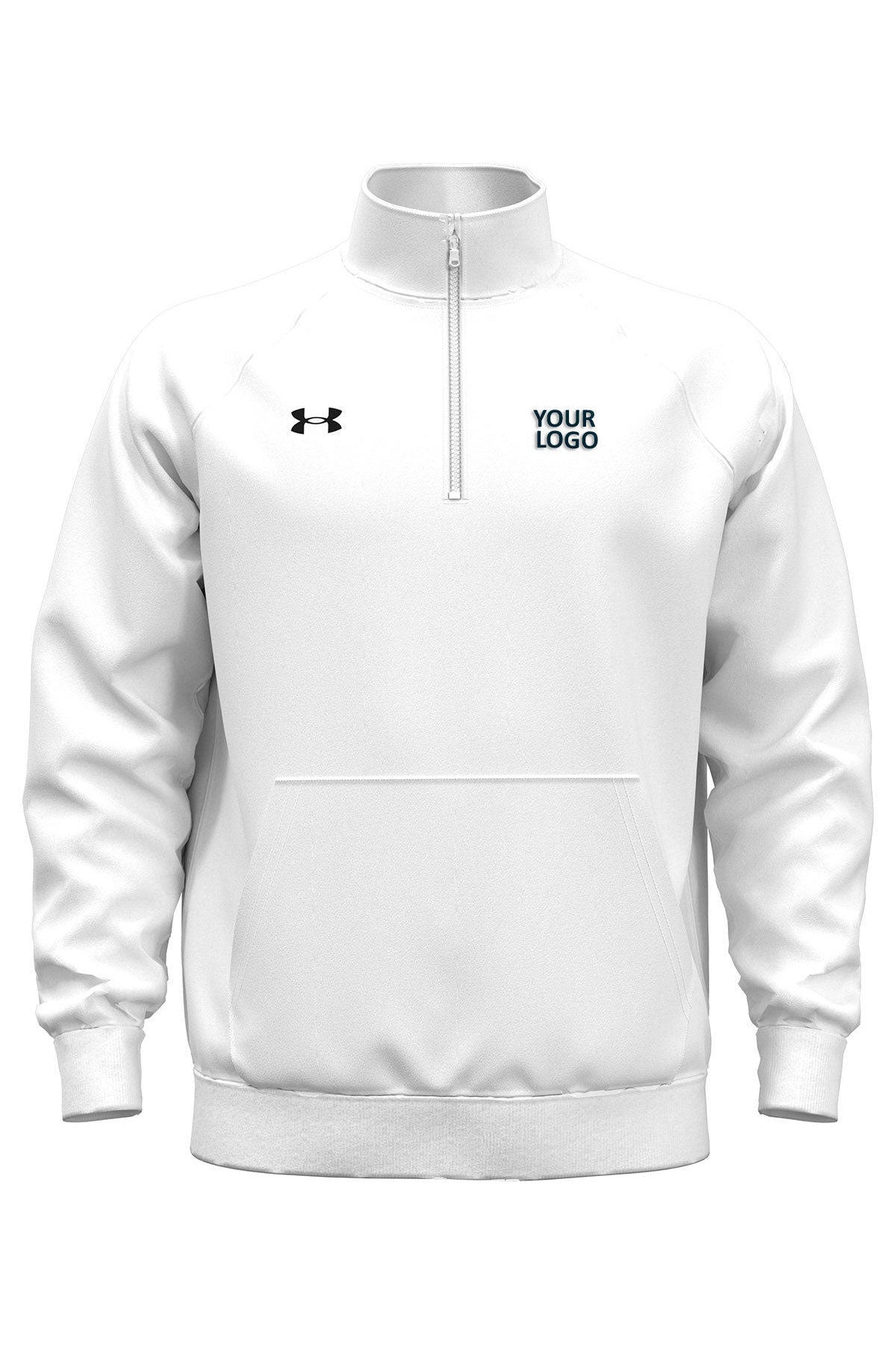 Under Armour Mens Rival Fleece Custom Quarter-Zips, White