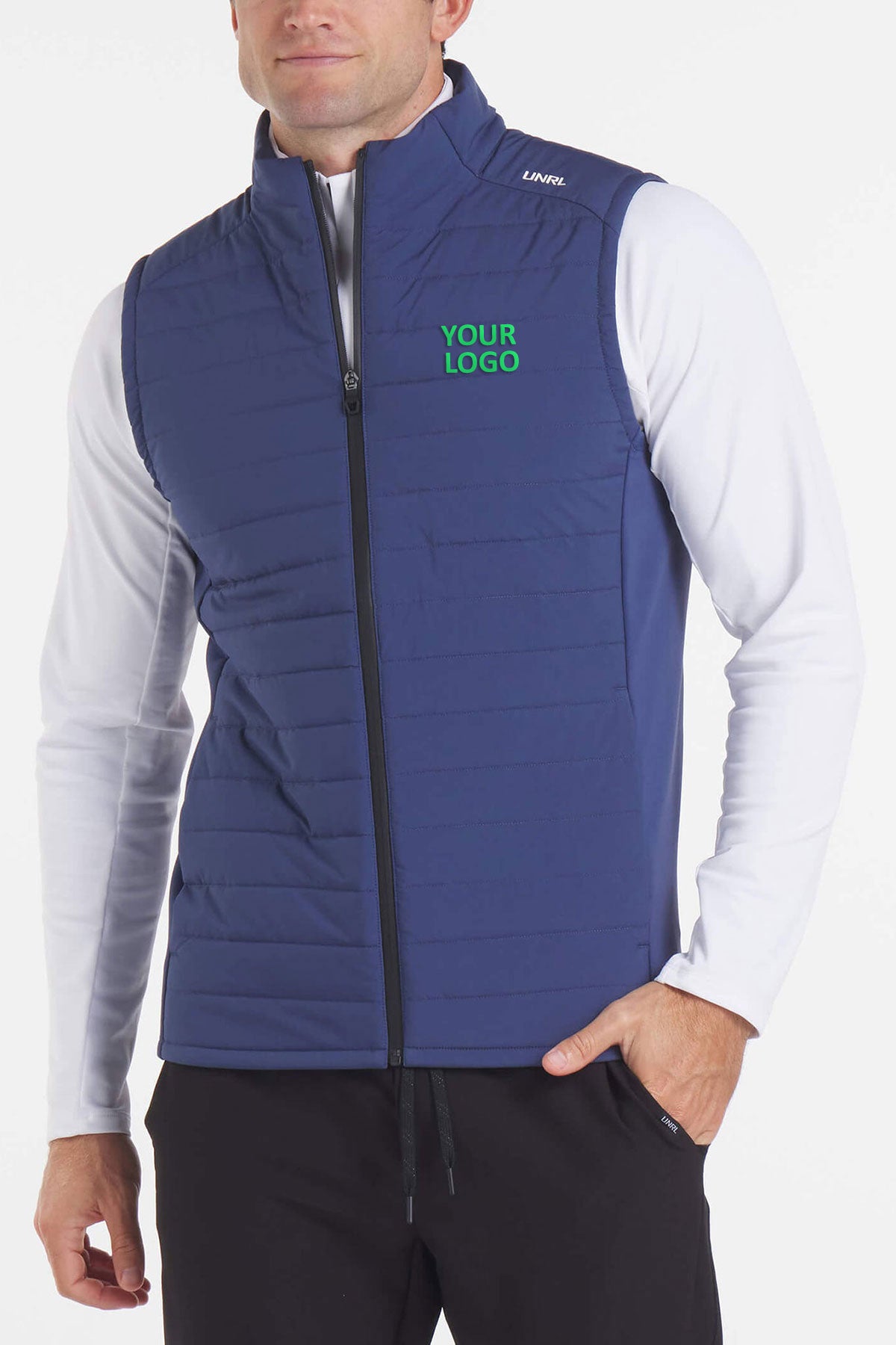 UNRL Vancouver Quilted Custom Vests, Harbor Blue