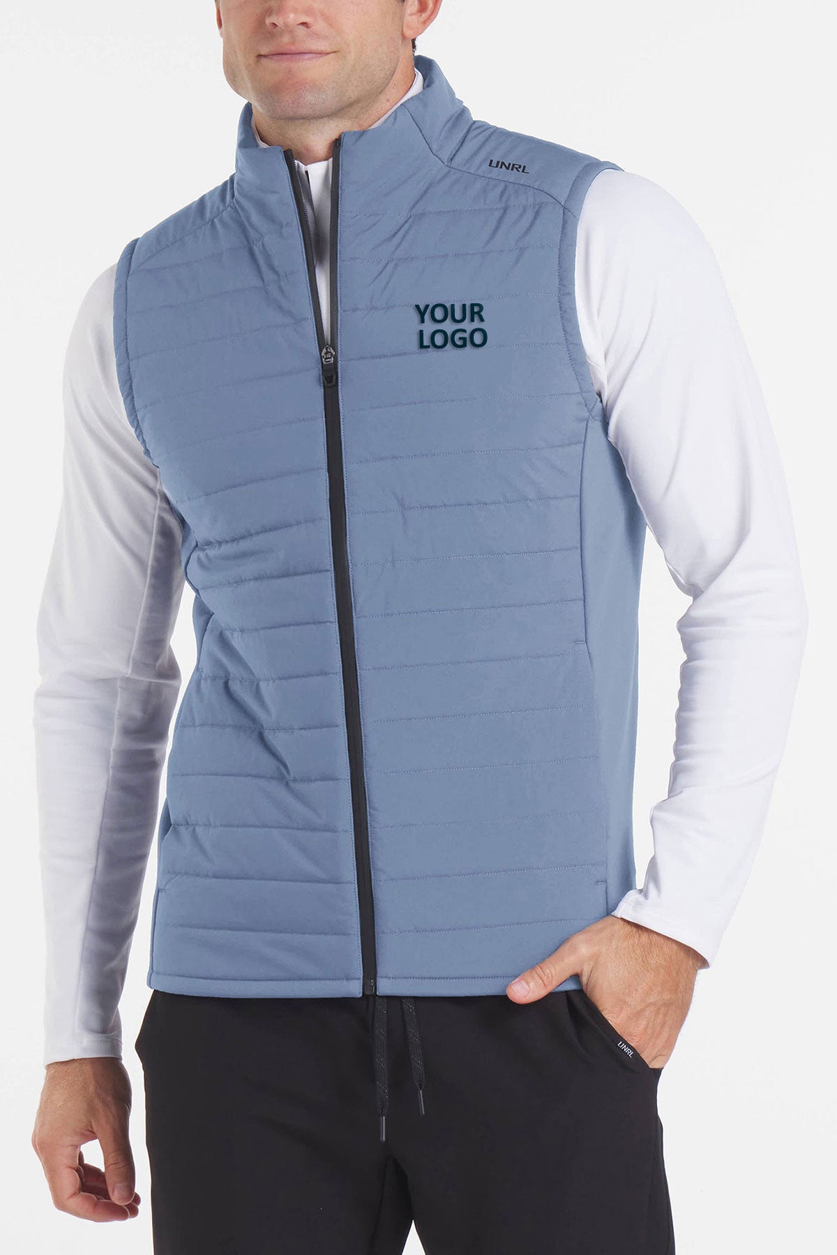 UNRL Vancouver Quilted Custom Vests, Storm Blue