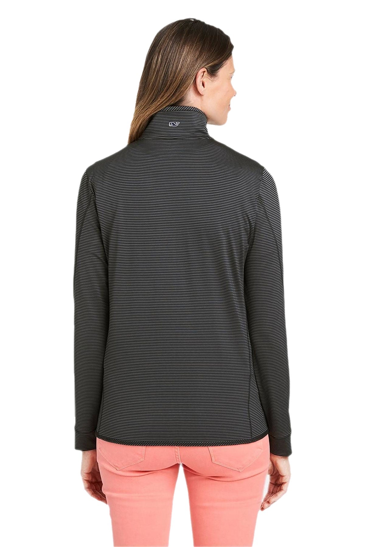 Vineyard Vines Custom Ladies Microstripe Sankaty Half-Zips, Jet Black