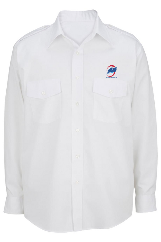 Men's Long-Sleeve Shirt with Epaulettes, White [Left Chest / VCL Full Color]