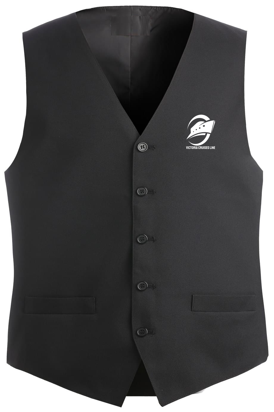 Men's Polyester Vest, Black [Left Chest / VCL All White]