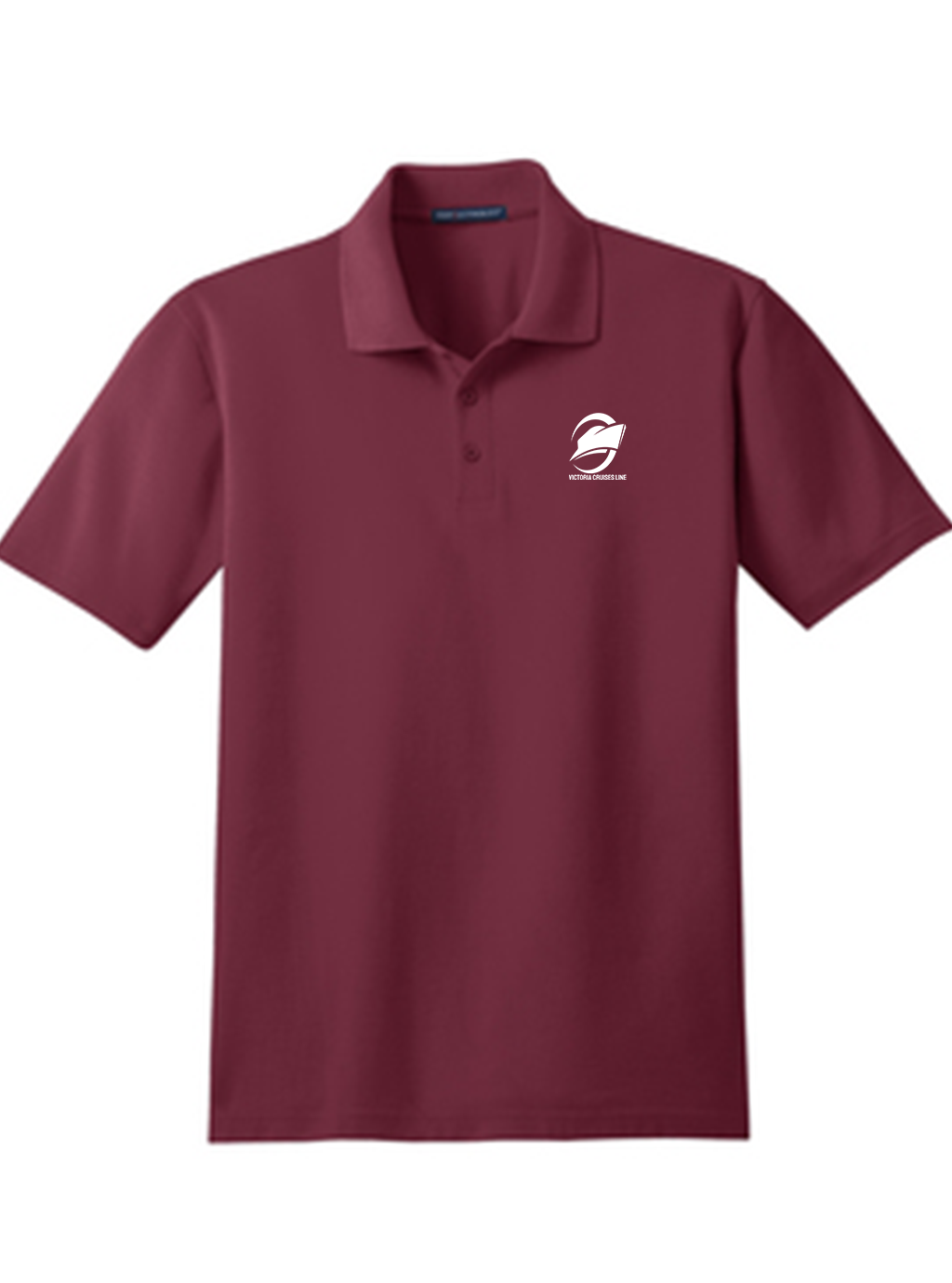 Men's Wicking Polo with UV Protection, Burgundy [Left Chest / VCL All White]