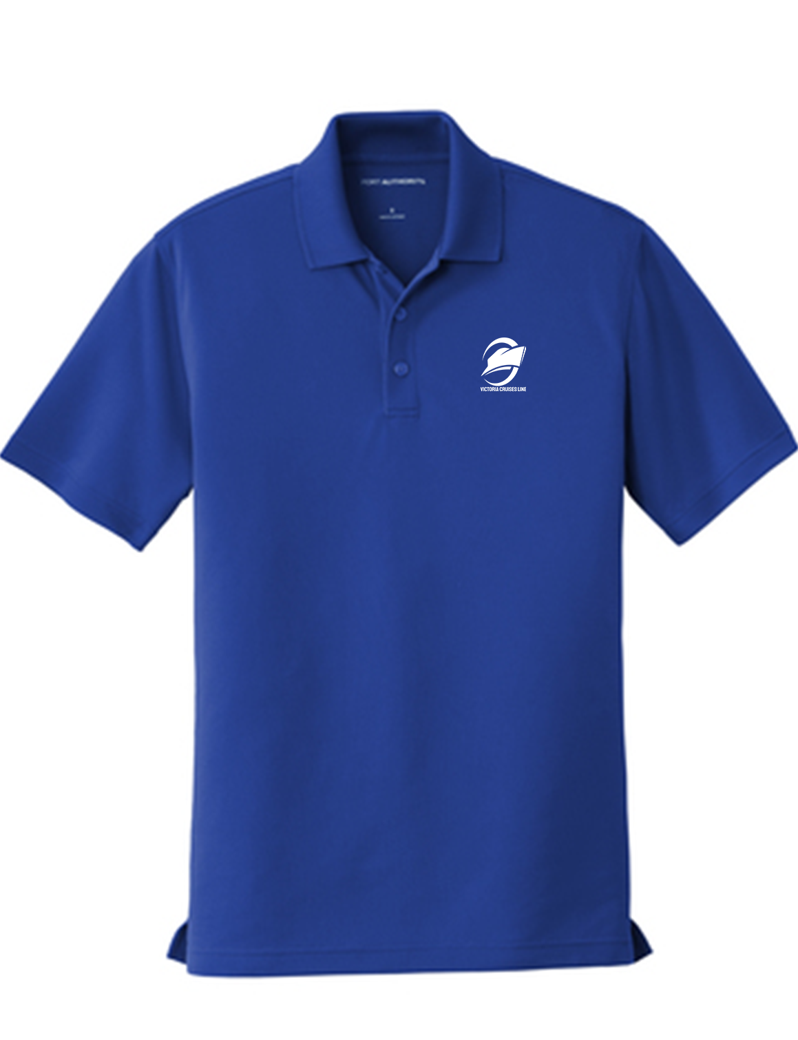 Men's Wicking Polo, True Royal [Left Chest / VCL All White]