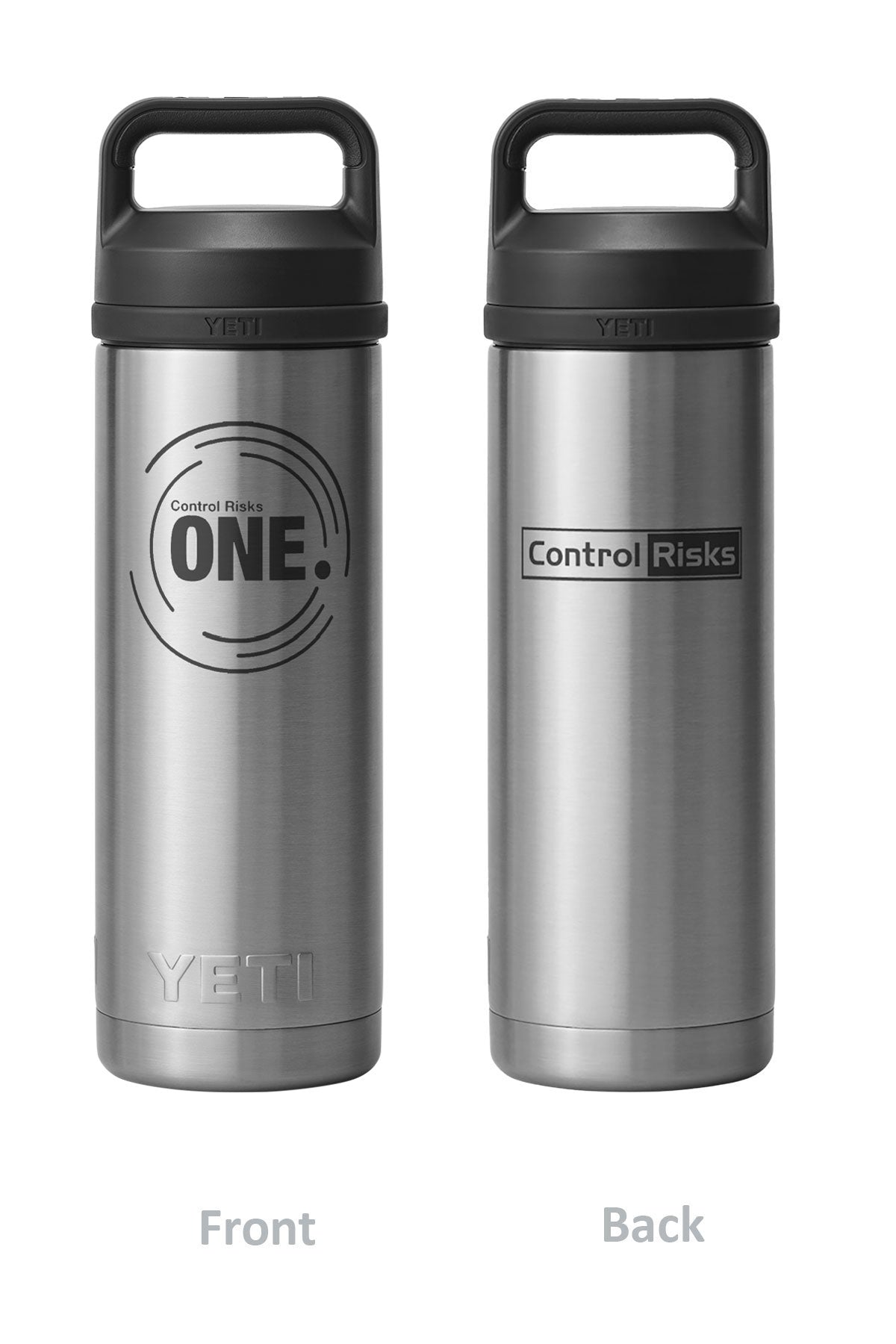 YETI 18 Oz Rambler Bottle with Chug Cap, Stainless [Control Risks]