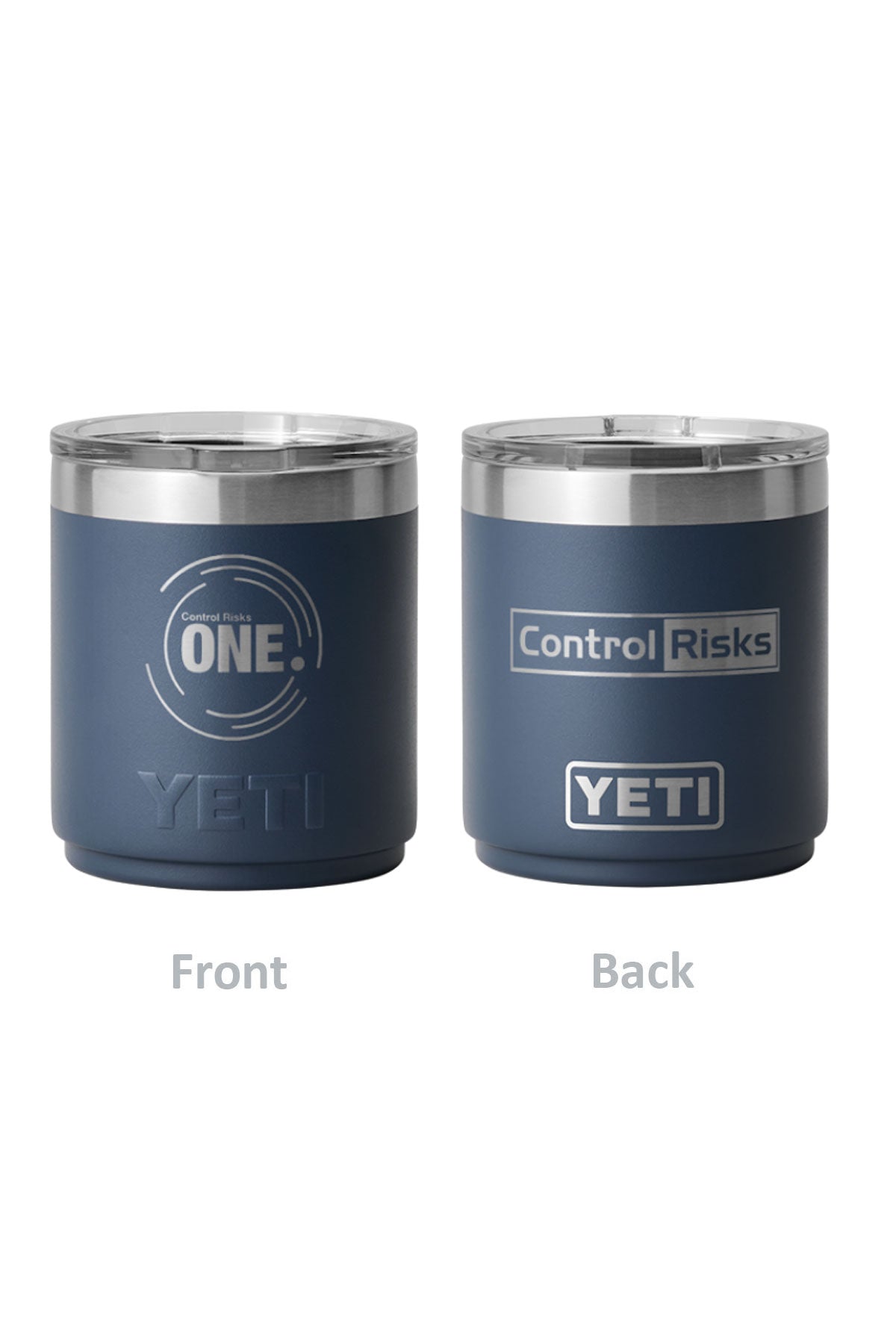 YETI Custom 10 oz Lowballs with Magslider Lid, Navy [Control Risks]