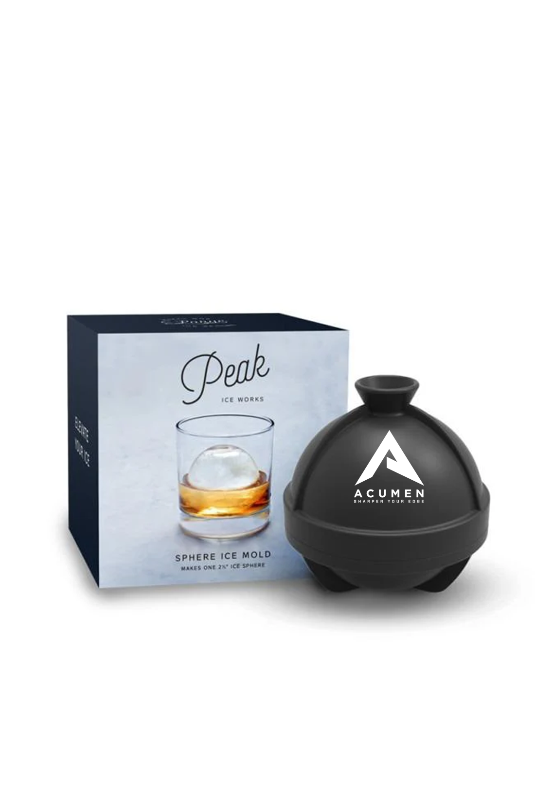 W&P Peak Single Sphere Ice Mold & Soirée Old Fashioned Gift Set, Charcoal [Acumen]