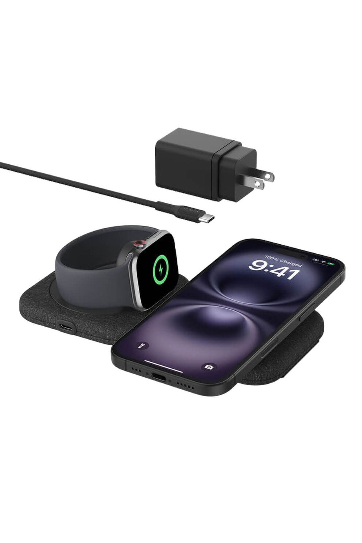 Belkin 2-IN-1 Custom Magnetic Charging Travel Pad, Black