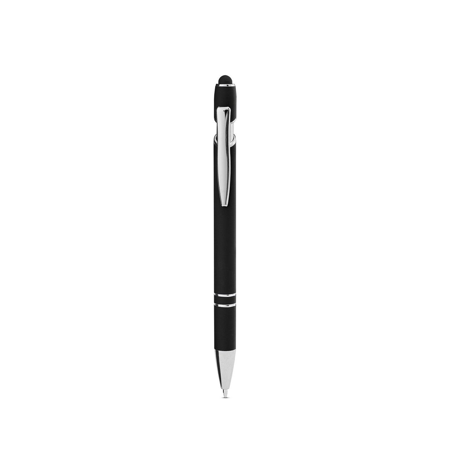 Core365 Rubberized Aluminum Click Stylus Pens, Black