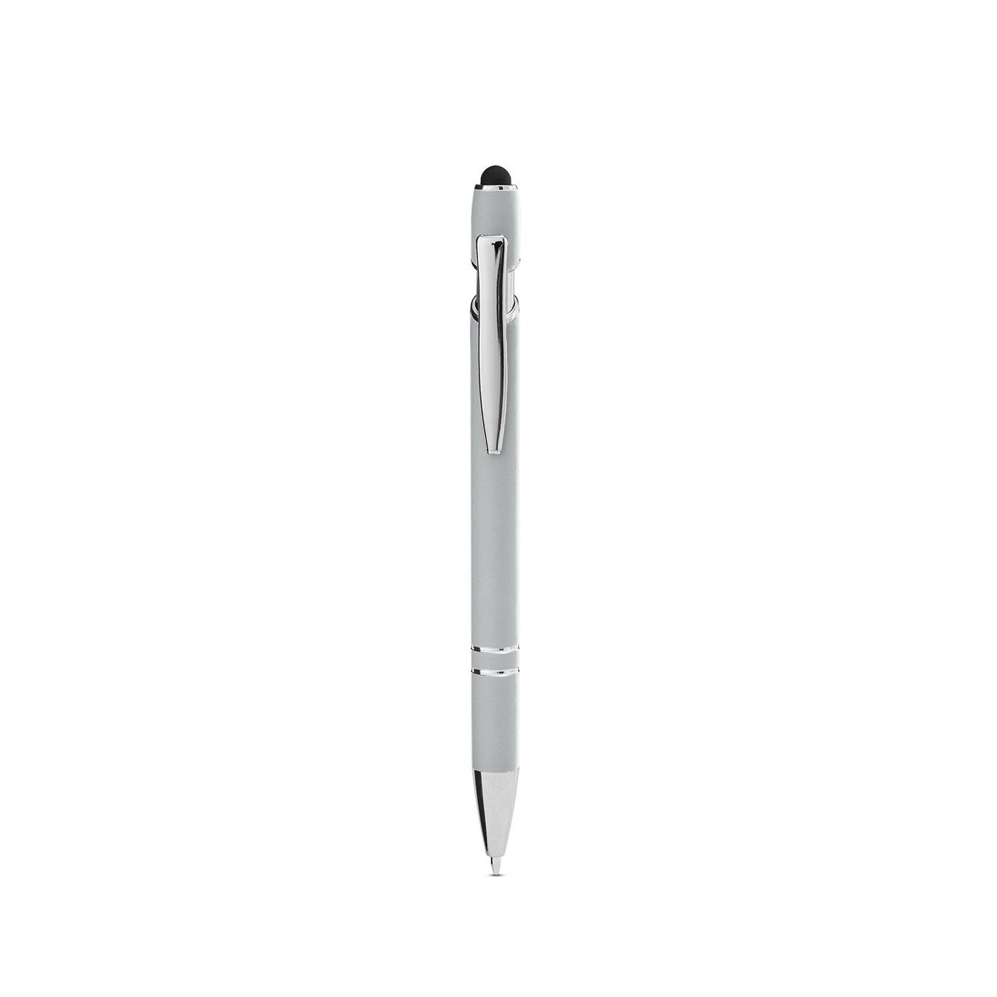 Core365 Rubberized Aluminum Click Stylus Pens, Platinum