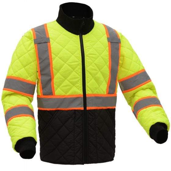 GSS CLASS 3 TWO TONE QUILTED JACKET 8007 LIME [Solar Pile Driver]