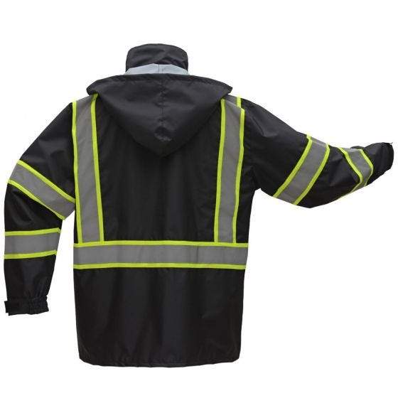 GSS Contrast Series Enhanced Visibility Rain Coat 6007 Black [Simple Construction]