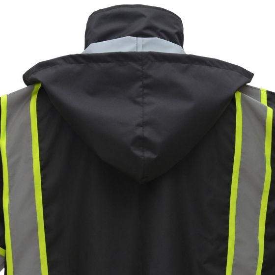 GSS Contrast Series Enhanced Visibility Rain Coat 6007 Black [Simple Construction]