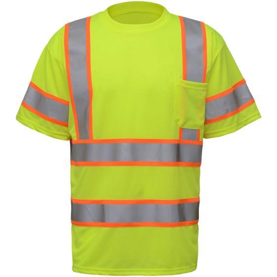 GSS Two tone short sleeve t shirt with chest pocket 5009 LIME [Solar Pile Driver]