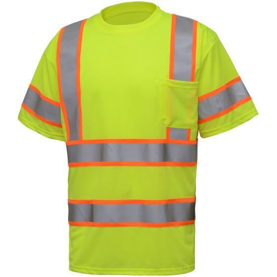 GSS Two tone short sleeve t shirt with chest pocket 5009 LIME [Solar Pile Driver]