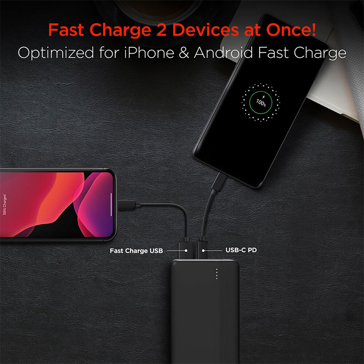 Hypergear Customized Fast Charge Power Banks, Black