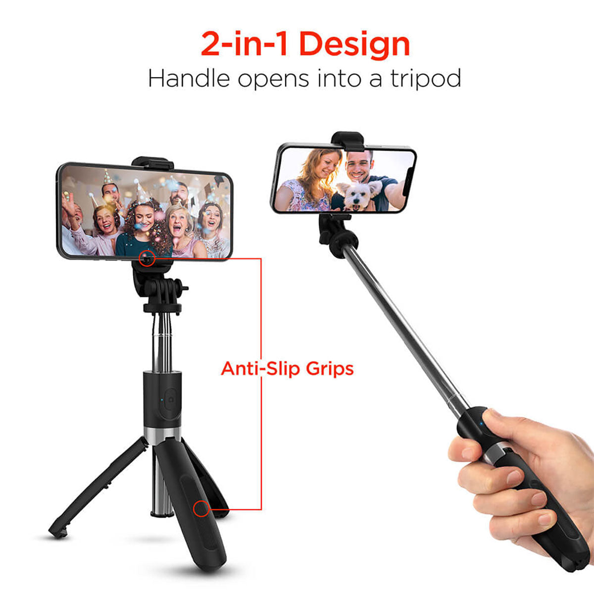 Hypergear Snapshot Wireless Custom Selfie Sticks and Tripod, Black