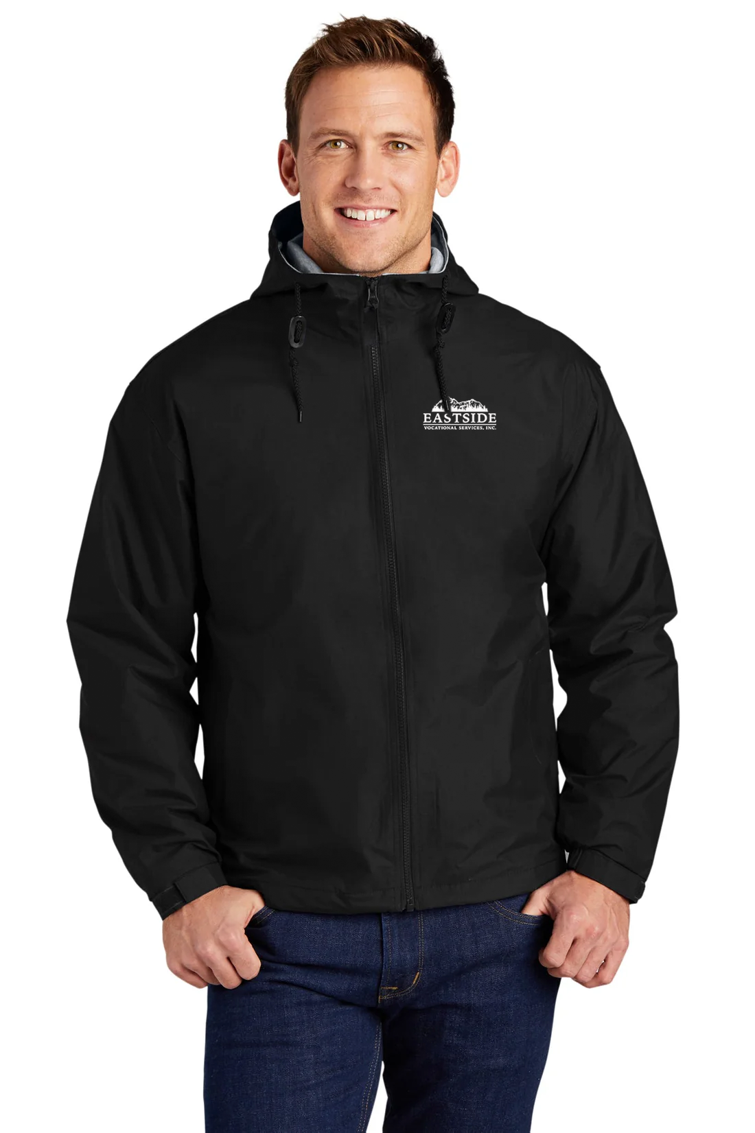 Port Authority Team Jacket, Black/Light Oxford [Eastside Vocational Services, Inc.]