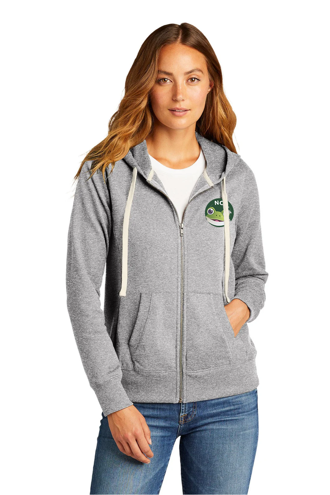 District Women's Re-Full-Zip Hoodie, Light Heather Grey [NCT]