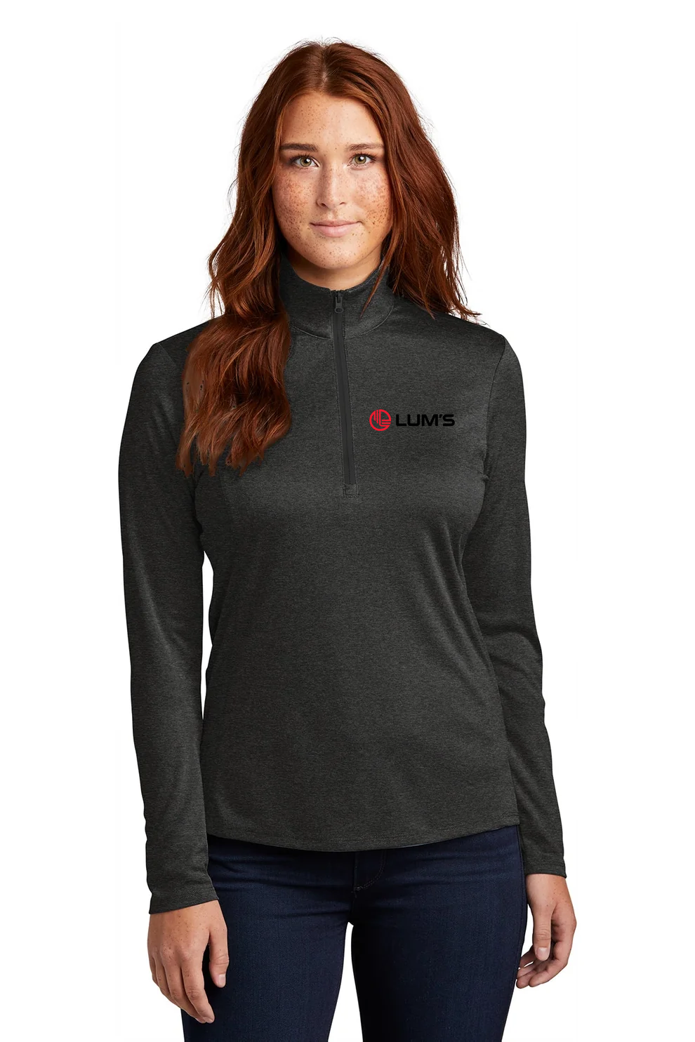 Sport-Tek Ladies Endeavor 1/4-Zip Pullover, Black Heather [LUMS AUTO CENTER]