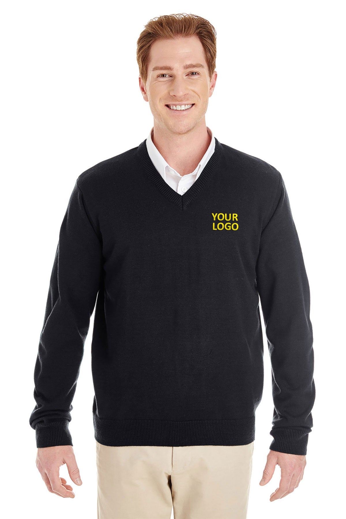 Harriton Pilbloc Custom V-Neck Sweaters, Black
