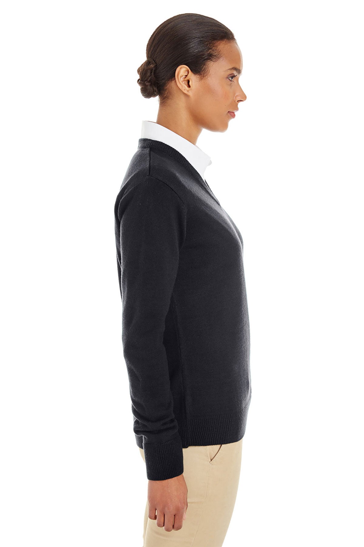 Harriton Ladies Pilbloc Custom V-Neck Sweaters, Black [ACI Jet Uniforms]