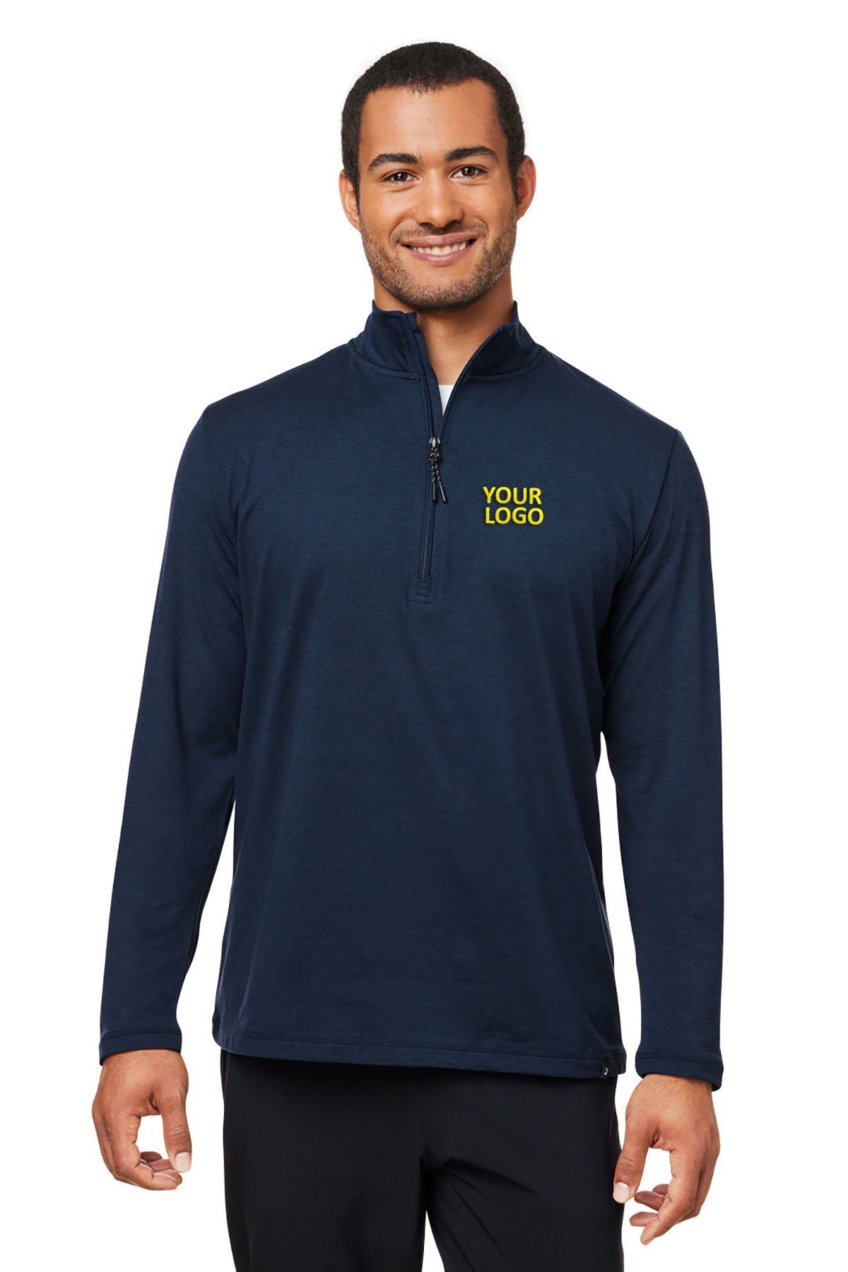 Glyder Men's Marbled Jersey Fairway Custom Quarter-Zips, Navy Marble [The Braff Group]