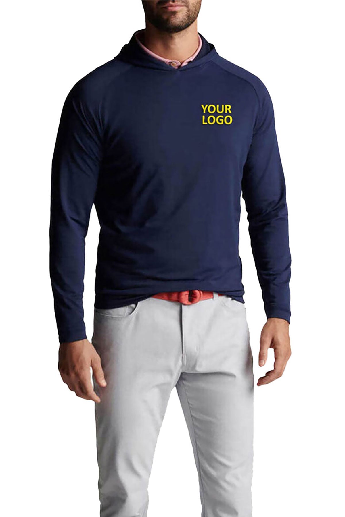 Peter Millar Pine Performance Custom Hoodies, Navy [Horizontal Talent]