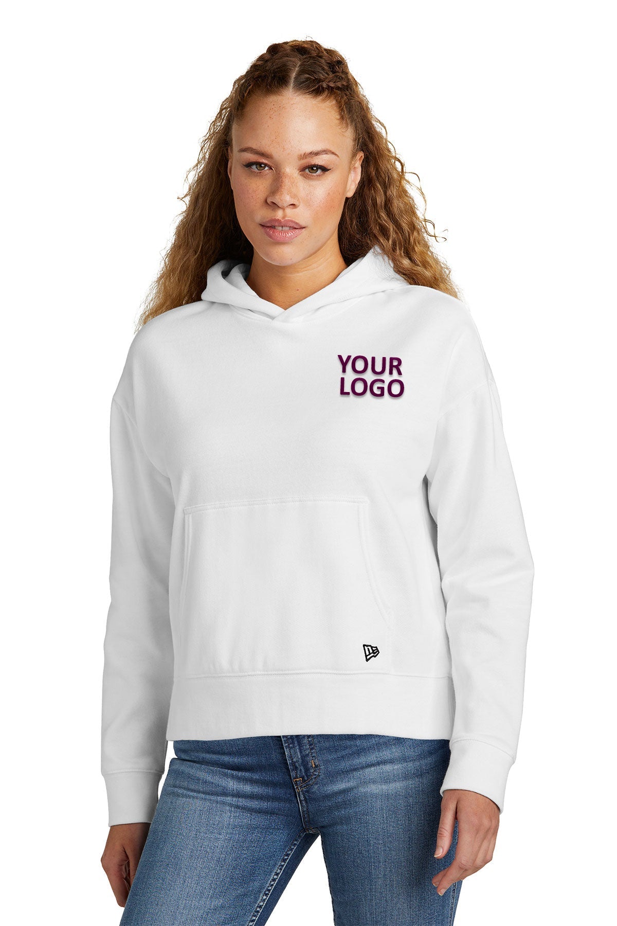 New Era Ladies Comeback Fleece Customized Hoodies, White [Launch Test 1]