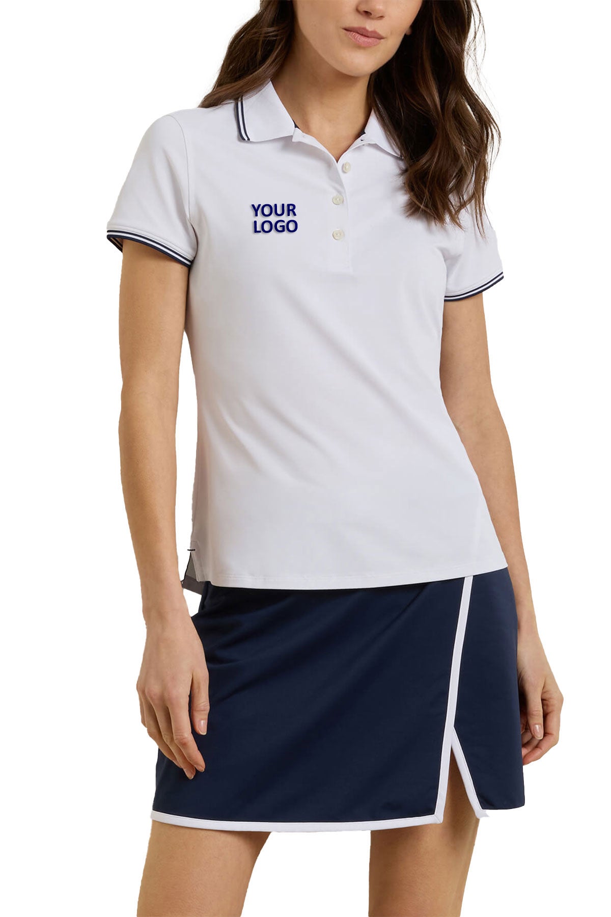 Peter Millar Women's Canterbury Tipped Sport Mesh Custom Polos, White