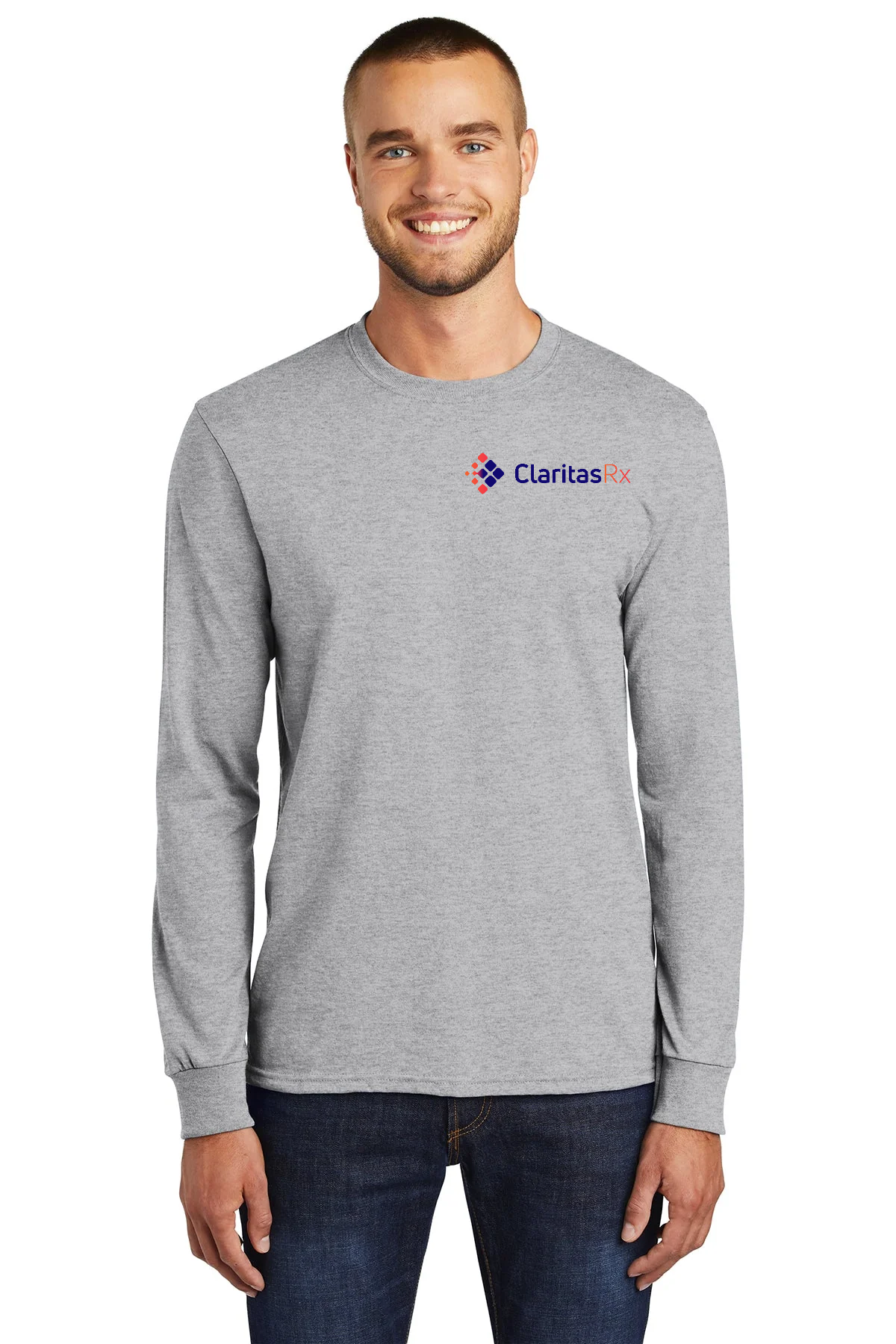 Port & Company Long Sleeve Core Blend Tee, Ash [Claritas Rx]