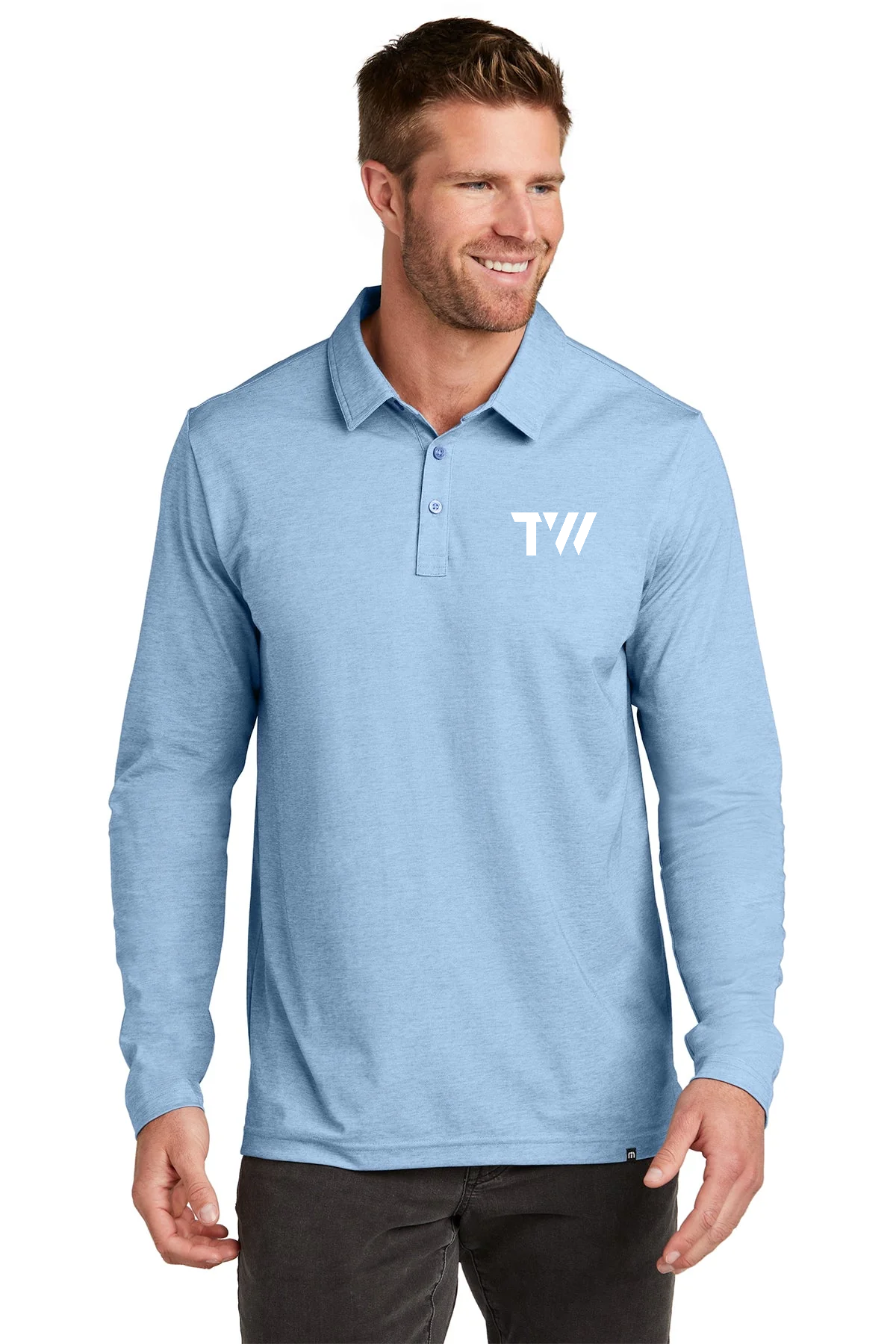TravisMathew Oceanside Long Sleeve Custom Polos, Allure Heather [TW Constructors]